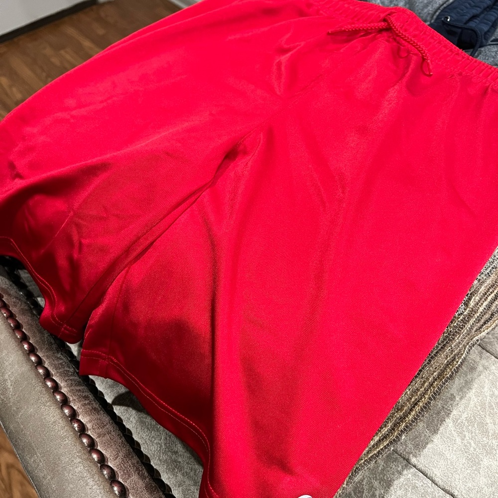 Red basketball gym shorts